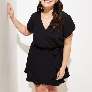 Plus Wrap Skort Romper in Black